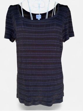 Armani Collezioni Black Short Sleeve Scoop Neck Top